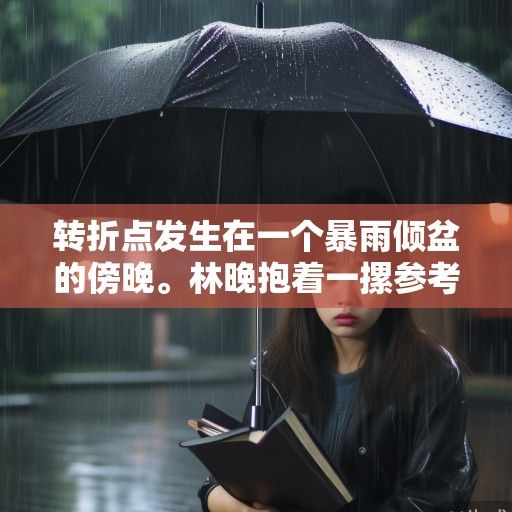 转折点发生在一个暴雨倾盆的傍晚。林晚抱着一摞参考书匆匆赶回宿舍，却在图书馆的连廊下避雨时，意外崴了脚。剧痛让她瞬间蹲下，眼眶发烫。一把黑伞无声地遮在她头顶，陈砚白的声音带着雨后的微凉，林晚？脚能动吗？